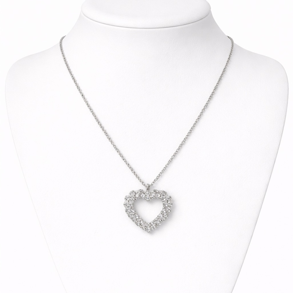 Vintage rhinestones heart necklace